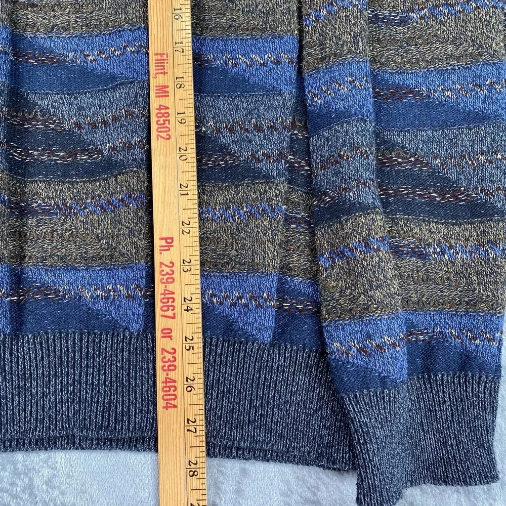 Vintage Croft & Barrow Sweater Mens XL Multicolor Geometric Textured Knit 90s